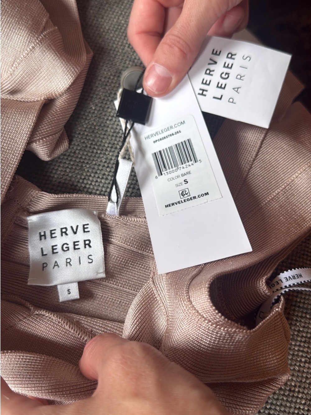 Hervé Léger NEW Nude Pink Bandage Midi Dress - Picture 4 of 4